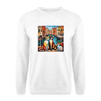 Katzen von Venedig - Unisex Pullover - Weiß - Vorne - Alina (178cm) & Michal (187cm)