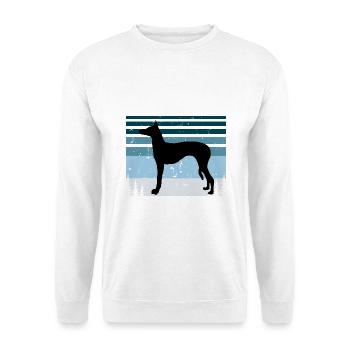 Ibizan Hound Hund Liebhaber Silhouette Vintage Sonnenuntergang - Unisex Pullover - Weiß - Vorne - Alina (178cm) & Michal (187cm)