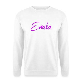 Emilia Neon Script - Unisex Pullover - Weiß - Vorne - Alina (178cm) & Michal (187cm)