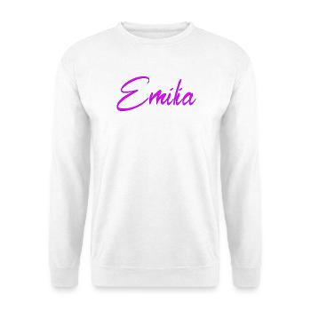 Emilia Neon Script - Unisex Pullover - Weiß - Vorne - Alina (178cm) & Michal (187cm)