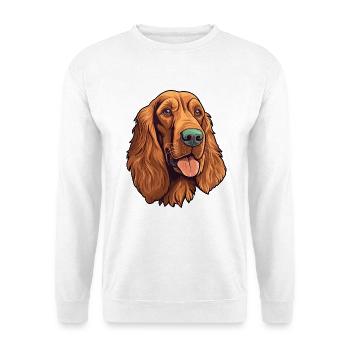 Irischer Setter Hund Rasse Cartoon Kawaii Illustration - Unisex Pullover - Weiß - Vorne - Alina (178cm) & Michal (187cm)