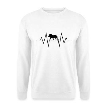 Löwe Heartbeat König der Tiere Herzschlag EKG Lion - Unisex Pullover - Weiß - Vorne - Alina (178cm) & Michal (187cm)