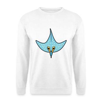 Gefleckter Adlerrochen-Cartoon-Kawaii-Illustration - Unisex Pullover - Weiß - Vorne - Alina (178cm) & Michal (187cm)