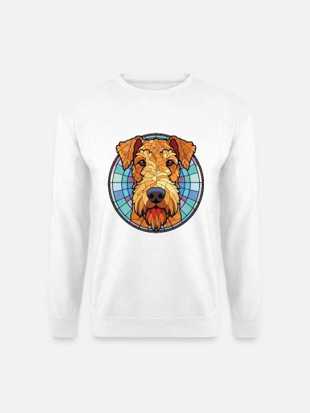 Airedale Terrier Hund Buntes Aquarell Tier - Unisex Pullover - Weiß