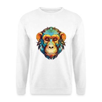 Affe Buntes Aquarell Tier Haustier Illustration - Unisex Pullover - Weiß - Vorne - Alina (178cm) & Michal (187cm)