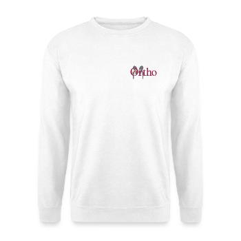 Hüfte Ortho hip hanche Implantat - Unisex Pullover - Weiß - Vorne - Alina (178cm) & Michal (187cm)
