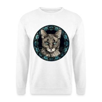 Javanische Katzenrasse Aquarellglas - Unisex Pullover - Weiß - Vorne - Alina (178cm) & Michal (187cm)