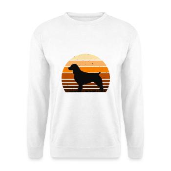 Boykin Spaniel Hund Liebhaber Silhouette Vintage Sonnenuntergang - Unisex Pullover - Weiß - Vorne - Alina (178cm) & Michal (187cm)