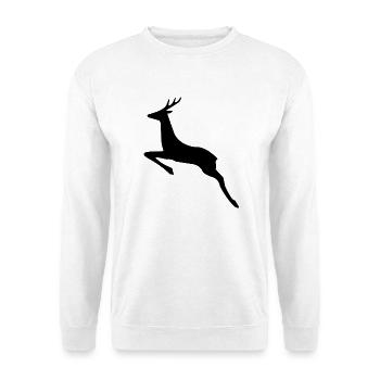 Springender Bock - Unisex Pullover - Weiß - Vorne - Alina (178cm) & Michal (187cm)