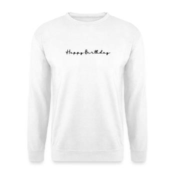 ALLES GUTE ZUM GEBURTSTAG. ALLES GUTE ZUM GEBURTSTAG. JAHRESTAG. - Unisex Pullover - Weiß - Vorne - Alina (178cm) & Michal (187cm)