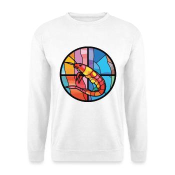 Garnelen buntes Aquarell Tier Haustier Illustration - Unisex Pullover - Weiß - Vorne - Alina (178cm) & Michal (187cm)