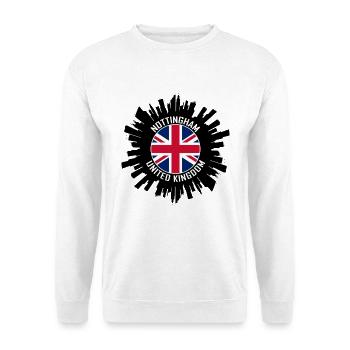 Nottingham Skyline UK Flagge Reise Souvenir - Unisex Pullover - Weiß - Vorne - Alina (178cm) & Michal (187cm)
