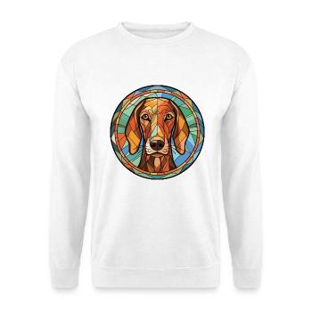 Andalusischer Jagdhund Rasse Aquarell Illustration - Unisex Pullover - Weiß - Vorne - Alina (178cm) & Michal (187cm)