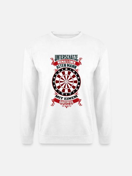 Alter Mann Dartpfeil Darter Dart Spruch Lustig - Unisex Pullover - Weiß