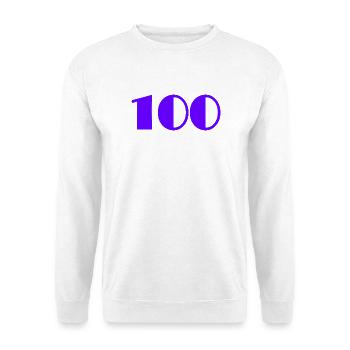 100. 100 JAHRE. 100-JÄHRIGES JUBILÄUM. 100. GEBURTSTAG - Unisex Pullover - Weiß - Vorne - Alina (178cm) & Michal (187cm)