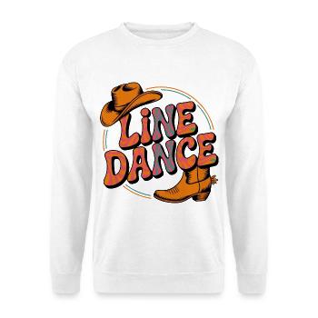 Line Dance mein Hobby - meine Passion - mein Ding - Unisex Pullover - Weiß - Vorne - Alina (178cm) & Michal (187cm)
