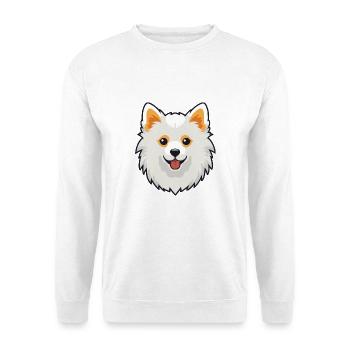 Deutsche Spitz Hunderasse Cartoon Kawaii Illustration - Unisex Pullover - Weiß - Vorne - Alina (178cm) & Michal (187cm)