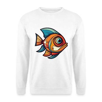Fisch Buntes Aquarell Tier Haustier Illustration - Unisex Pullover - Weiß - Vorne - Alina (178cm) & Michal (187cm)
