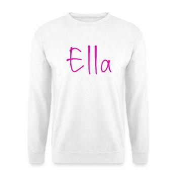 Ella Neon-Schriftzug - Unisex Pullover - Weiß - Vorne - Alina (178cm) & Michal (187cm)