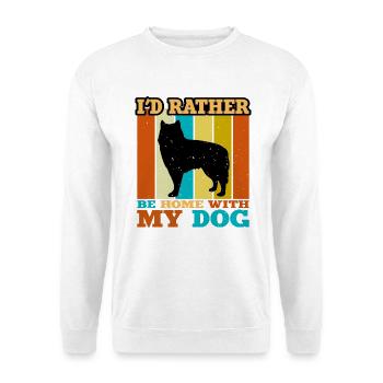 Alaskan Malamute Hundeliebhaber Silhouette Retro Sonnenuntergang - Unisex Pullover - Weiß - Vorne - Alina (178cm) & Michal (187cm)