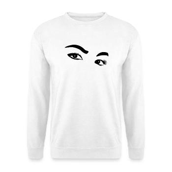 Augen - Unisex Pullover - Weiß - Vorne - Alina (178cm) & Michal (187cm)