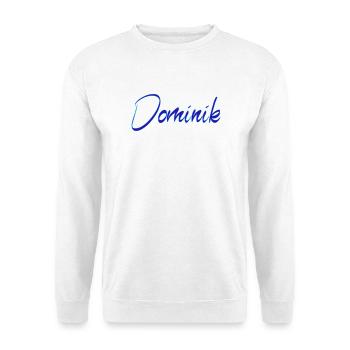 Dominik Neon Script Druck - Unisex Pullover - Weiß - Vorne - Alina (178cm) & Michal (187cm)