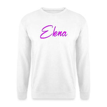 Elena Neon Pink Script - Unisex Pullover - Weiß - Vorne - Alina (178cm) & Michal (187cm)