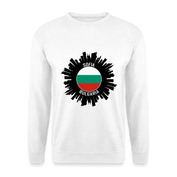 Sofia Skyline Bulgarien Flagge Reise Souvenir - Unisex Pullover - Weiß - Vorne - Alina (178cm) & Michal (187cm)