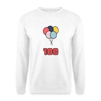 100. 100 JAHRE. 100-JÄHRIGES JUBILÄUM. 100. GEBURTSTAG - Unisex Pullover - Weiß - Vorne - Alina (178cm) & Michal (187cm)