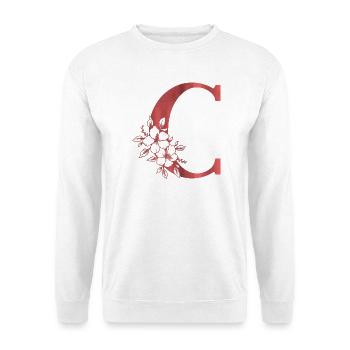 C Monogramm Buchstabe - Unisex Pullover - Weiß - Vorne - Alina (178cm) & Michal (187cm)