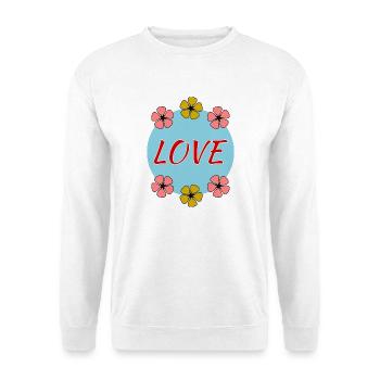 LIEBE. VALENTINSTAG. ICH LIEBE DICH. ICH LIEBE DICH. LIEBE - Unisex Pullover - Weiß - Vorne - Alina (178cm) & Michal (187cm)