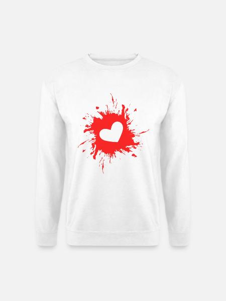 Herz Fleck Tinte rot - Unisex Pullover - Weiß