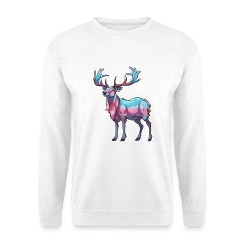 Karibu buntes Aquarell Cartoon Kawaii Tier - Unisex Pullover - Weiß - Vorne - Alina (178cm) & Michal (187cm)