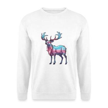 Karibu buntes Aquarell Cartoon Kawaii Tier - Unisex Pullover - Weiß - Vorne - Alina (178cm) & Michal (187cm)