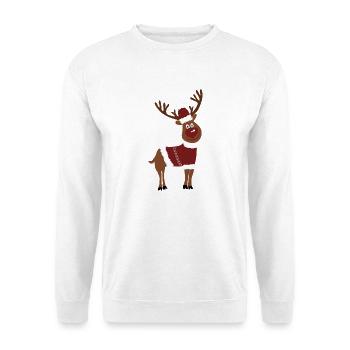 Rentierdesign für Weihnachten - Unisex Pullover - Weiß - Vorne - Alina (178cm) & Michal (187cm)