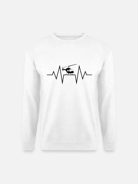 Heli Heartbeat Helikopter Herzschlag Hubschrauber - Unisex Pullover - Weiß