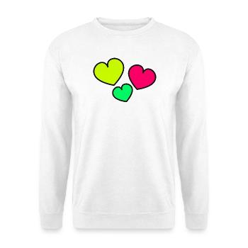 HERZ. HERZ. HERZ. KÜSSEN. SCHMATZEN. KÜSST. - Unisex Pullover - Weiß - Vorne - Alina (178cm) & Michal (187cm)