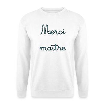 MEISTER. VIELEN DANK. DANKE, MEISTER. MEISTER. MEISTER-GESCHENK - Unisex Pullover - Weiß - Vorne - Alina (178cm) & Michal (187cm)
