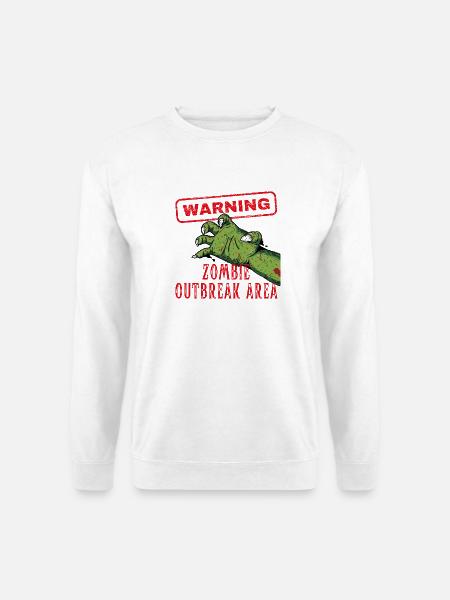 Warnung Zombie Outbreak Area Brain Eater - Unisex Pullover - Weiß