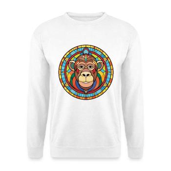 Affe Buntes Aquarell Tier Haustier Illustration - Unisex Pullover - Weiß - Vorne - Alina (178cm) & Michal (187cm)