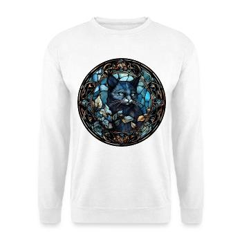 hantilly Tiffany Katzenrasse Aquarellglas - Unisex Pullover - Weiß - Vorne - Alina (178cm) & Michal (187cm)