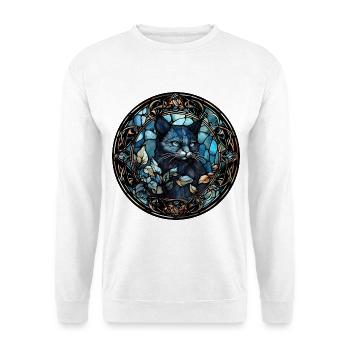 hantilly Tiffany Katzenrasse Aquarellglas - Unisex Pullover - Weiß - Vorne - Alina (178cm) & Michal (187cm)