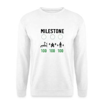 Gym Milestone Workout Liebe - mein Hobby Fitness Ruti - Unisex Pullover - Weiß - Vorne - Alina (178cm) & Michal (187cm)