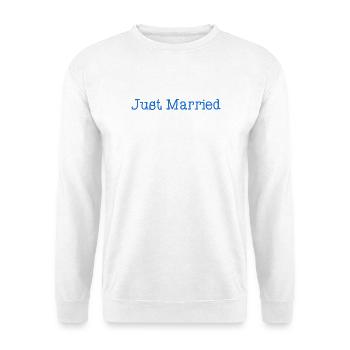 ICH HABE GERADE GEHEIRATET. Junggesellinnenabschied. VALENTINSTAG. PAAR - Unisex Pullover - Weiß - Vorne - Alina (178cm) & Michal (187cm)