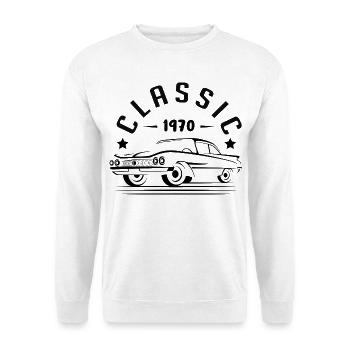 Klassisch 1970. - Unisex Pullover - Weiß - Vorne - Alina (178cm) & Michal (187cm)