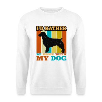 Boykin Spaniel Hundeliebhaber Silhouette Vintage Sonnenuntergang - Unisex Pullover - Weiß - Vorne - Alina (178cm) & Michal (187cm)