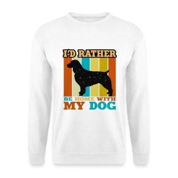 Boykin Spaniel Hundeliebhaber Silhouette Vintage Sonnenuntergang - Unisex Pullover - Weiß - Vorne - Alina (178cm) & Michal (187cm)