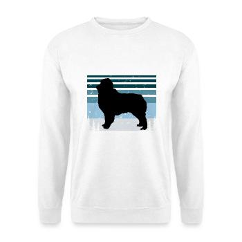 Austrealian Shephard Dog Silhouette Retro Sonnenuntergang - Unisex Pullover - Weiß - Vorne - Alina (178cm) & Michal (187cm)