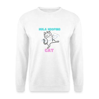 Hula Hooping Katze - Funny Dance Kitty - Unisex Pullover - Weiß - Vorne - Alina (178cm) & Michal (187cm)