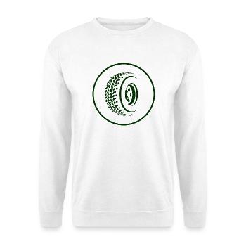 Allrad Schild 1-farbig - Unisex Pullover - Weiß - Vorne - Alina (178cm) & Michal (187cm)